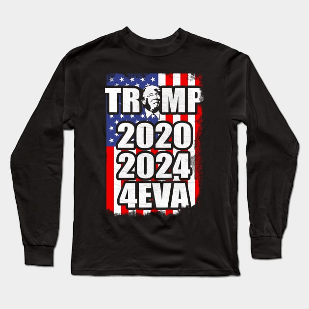 Trump 2020 2024 Forever - Grunge American Flag Long Sleeve T-Shirt by StreetDesigns